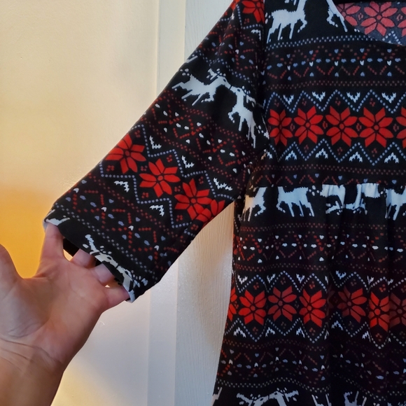 Festive Long Sleeve Tunic - Red and Black - Picture 3 of 6